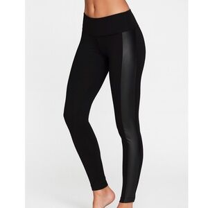 Rickis Pull On Black Dress Pants with Faux Leather Sides Womens Size M